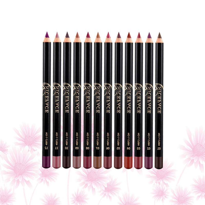 [Australia] - Lurrose 12 Color Lip Liner Pencil Set, Waterproof Long Lasting Makeup Lipliner Pen Set for Women Lady 