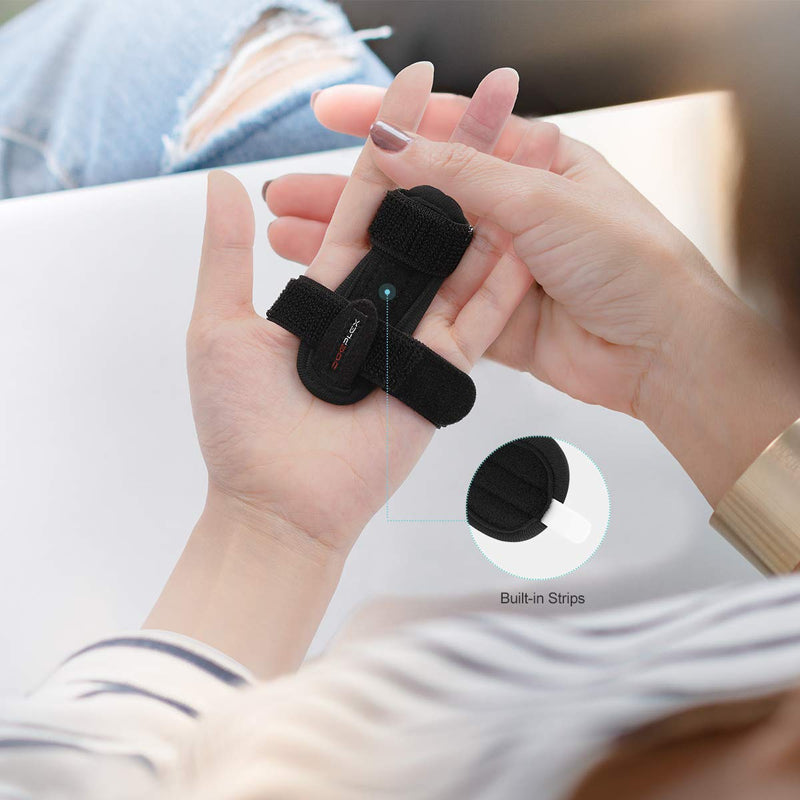 [Australia] - Trigger Finger Splint, Doeplex Finger Brace for Right / Left Hand Stabilizing Support for Sprains, Pain Relief, Mallet Injury, Arthritis, Tendonitis, Adjustable Thumb Brace with Built-in Strips 