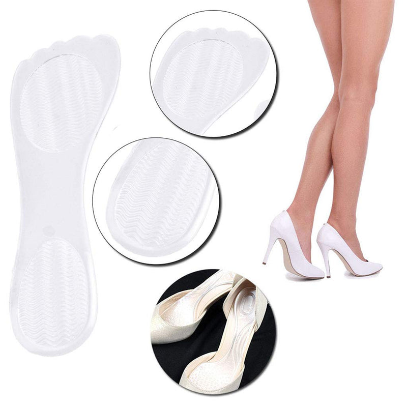 [Australia] - 2 Pairs Silicone High Heel Everyday Insoles, Massage Foot Cushion, Soft Gel Shoe Insert Pads for Pain Relief, Length: 21cm, Transparent 