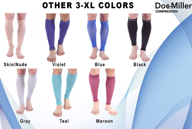 [Australia] - Doc Miller Calf Compression Sleeve Men and Women - 20-30mmHg Shin Splint Compression Sleeve Recover Varicose Veins, Torn Calf and Pain Relief - 1 Pair Calf Sleeves Teal Color - Large Size 