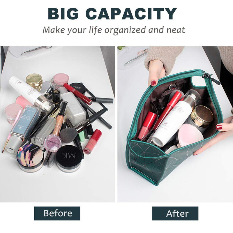 [Australia] - Cosmetic Bag for Purse Large, Waterproof Makeup Bags Portable Cosmetic Purse Makeup Organizers for Women and Girls (Green, Large) Green 
