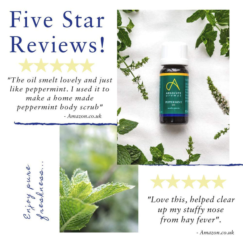 [Australia] - Absolute Aromas Peppermint Essential Oil 10ml - 100% Pure, Natural, Undiluted, Vegan and Cruelty-Free - for use in Diffusers and Aromatherapy Blends 