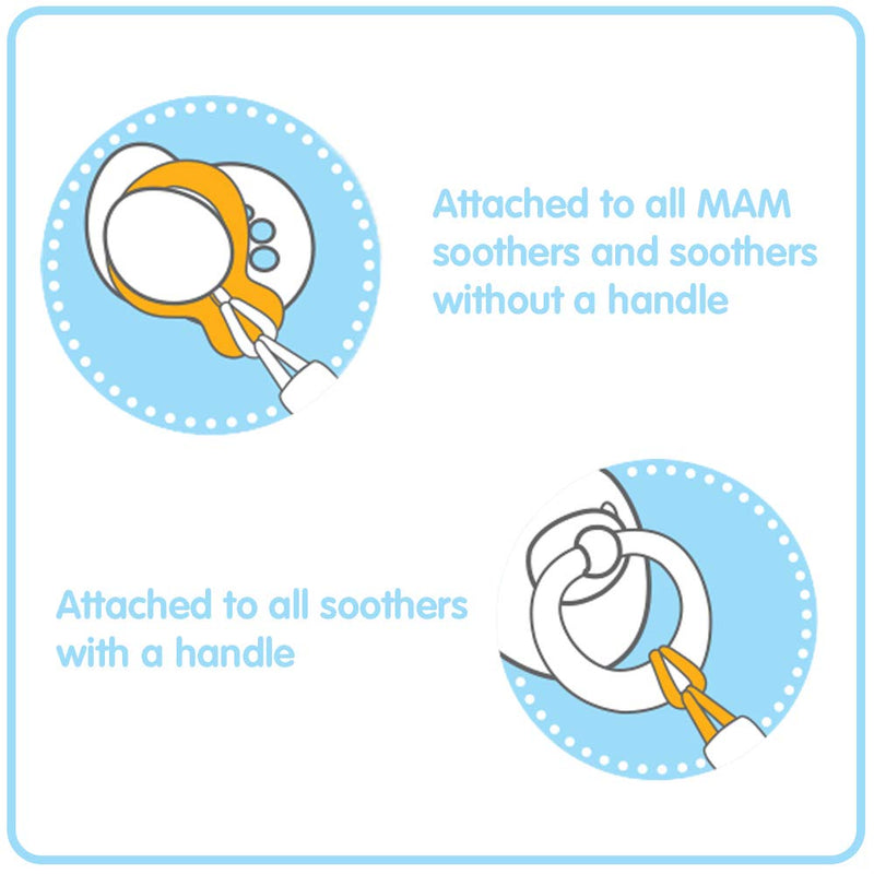 [Australia] - MAM Soother Clips, Pack of 2, Baby Soother Chain Fits All MAM Soothers, Newborn Essentials, Blue with Blue Strap (Soothers Not Included) 