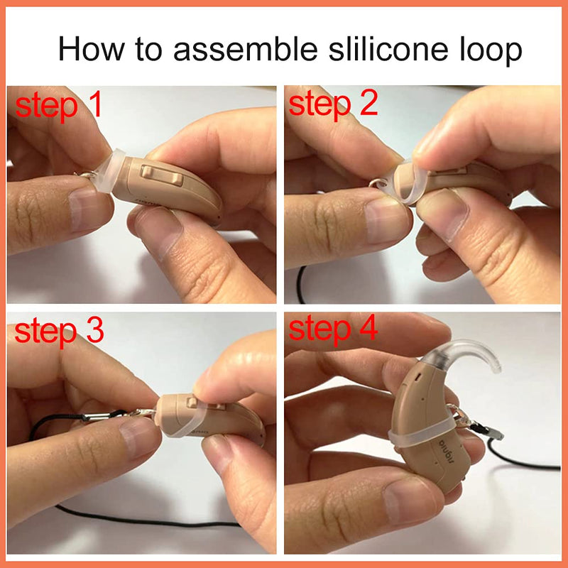 [Australia] - BTE Hearing Aid Clips Otoclip for Adults and Kids with 7mm 9mm 11mm Silicone Loops for BTE Hearing aids and Anti Lost Lanyard Cord and Carry case (Gray) 