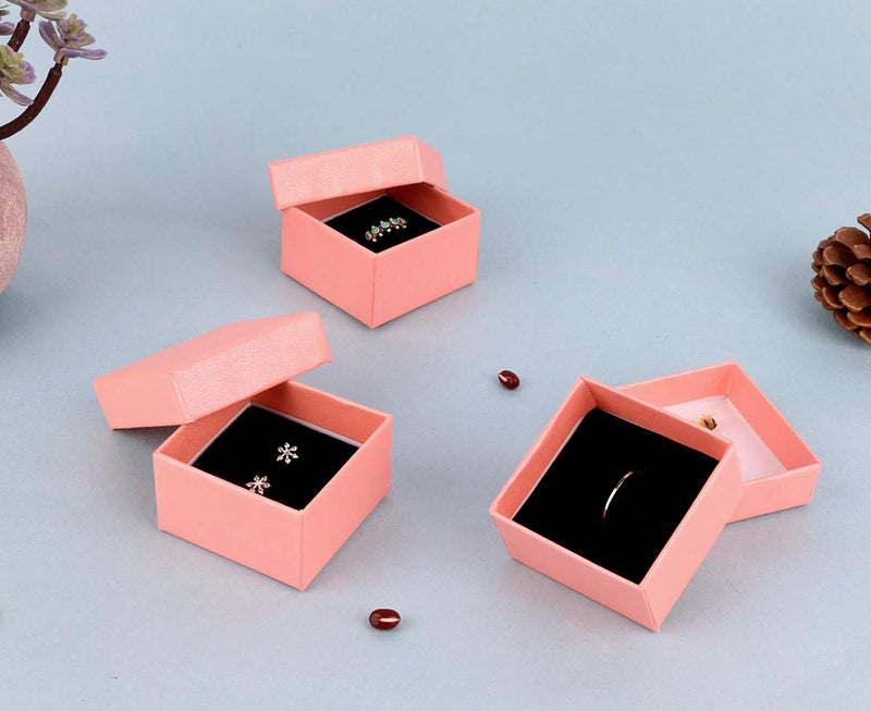 [Australia] - Kraft Ring Earring Box, Dedoot 30 Pcs Small Ring Gift Box 2x2x1.2 Inch Square Cardboard Jewelry Gift Box with Velvet Cushion, Pink 