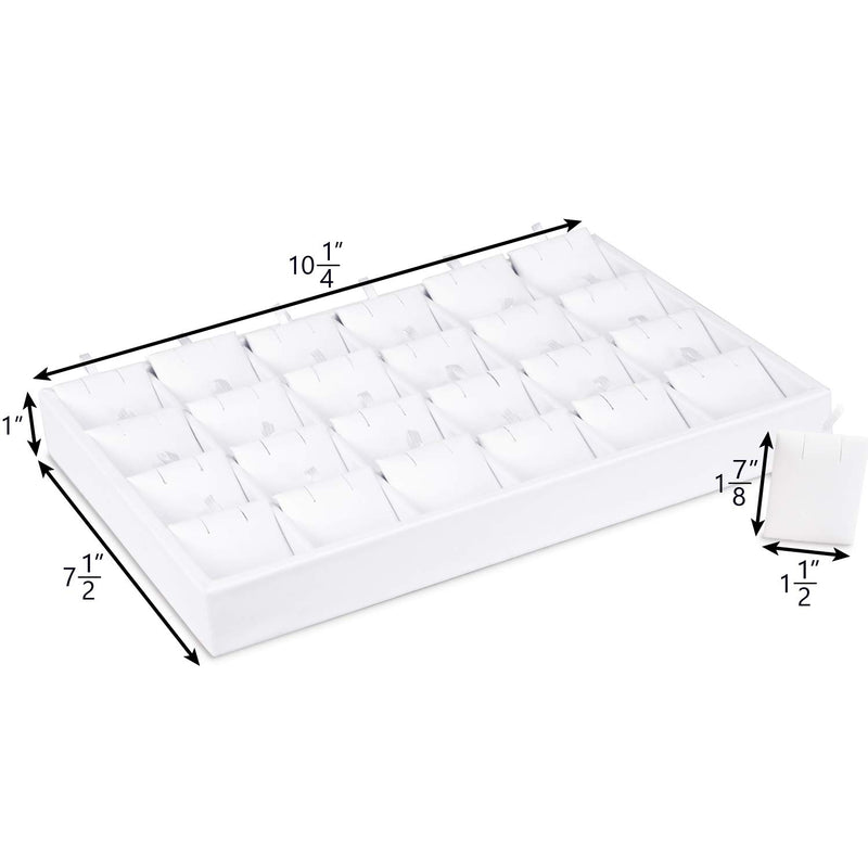 [Australia] - Mooca Premium White Leatherette Horizontal Earring Cards Display Tray with 24 Earring Cards, Showcase Display for Earring& Pendant Collection, 10 1/4" W x 7 1/2" D x 1" H Earring (24) 