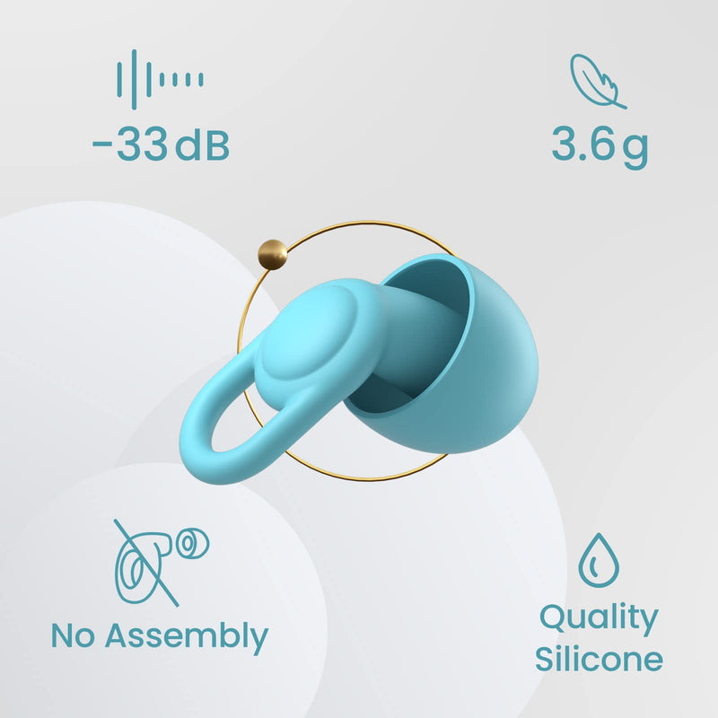 [Australia] - Silicone Ear Plugs for Noise Reduction - Reusable Soft Comfortable Earplugs for Sleeping,Noise Sensitivity & Flights -16 Ear Tips in XS/S/M/L, with 2 Travel Boxes - 33dB Noise Cancelling (Light Blue) Light Blue 