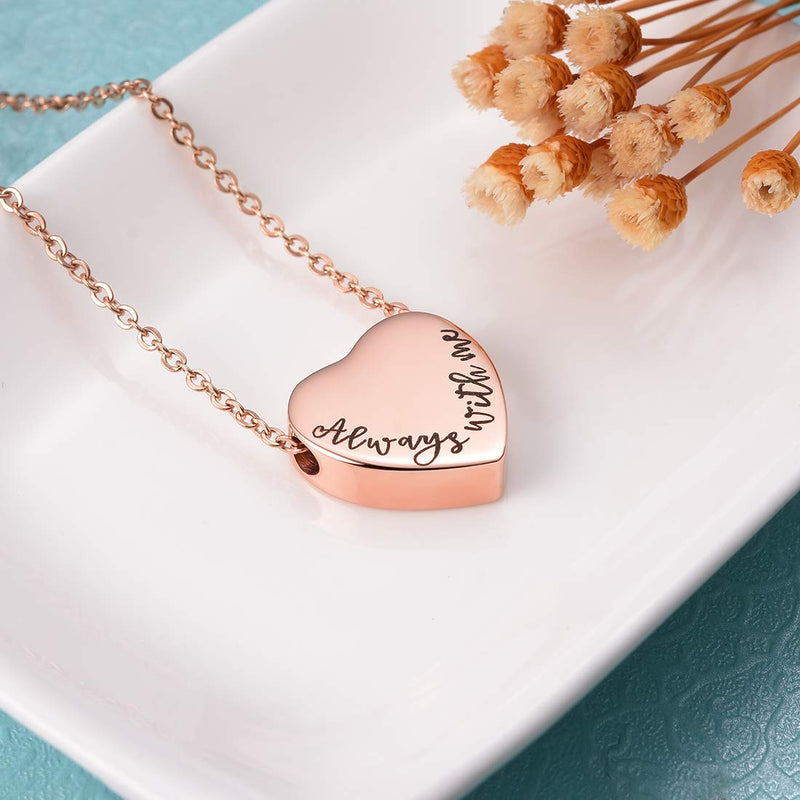 [Australia] - Cat Eye Jewels Stainless Steel A Piece of mMy Heart has Wings Heart Pendant Cremation Keepsake Ash Holder Memorial Urn Necklace for Ashes with Funnel Kit Rose Gold & Black Multi 