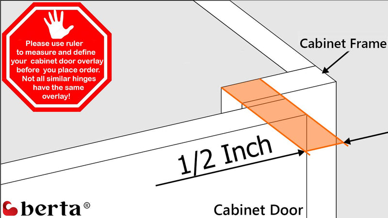 [Australia] - Berta (2 Pieces) 1/2 inch Overlay Face Frame Soft Closing Hinges, 105 Degree 6-Ways 3-Cam Adjustment Concealed Kitchen Cabinet Door Hinges with Screws 2 Pieces 