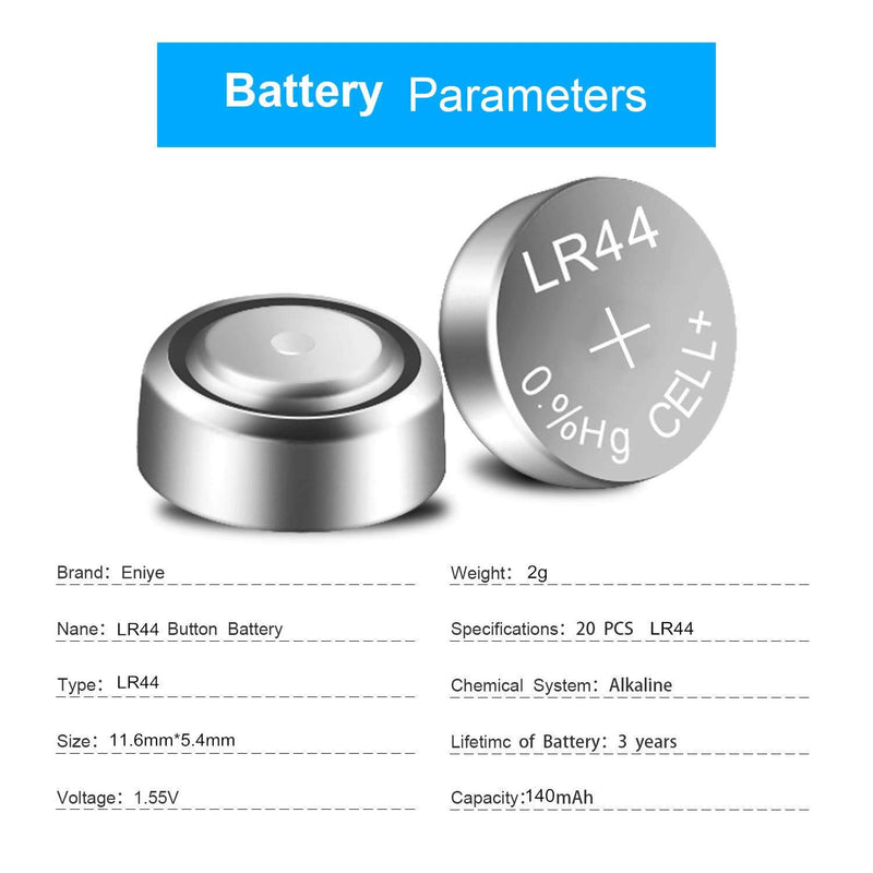 [Australia] - ENIYE LR44 AG13 357 303 SR44 Battery 1.5V Button Coin Cell Batteries (10 Count) 10 Count (Pack of 1) 