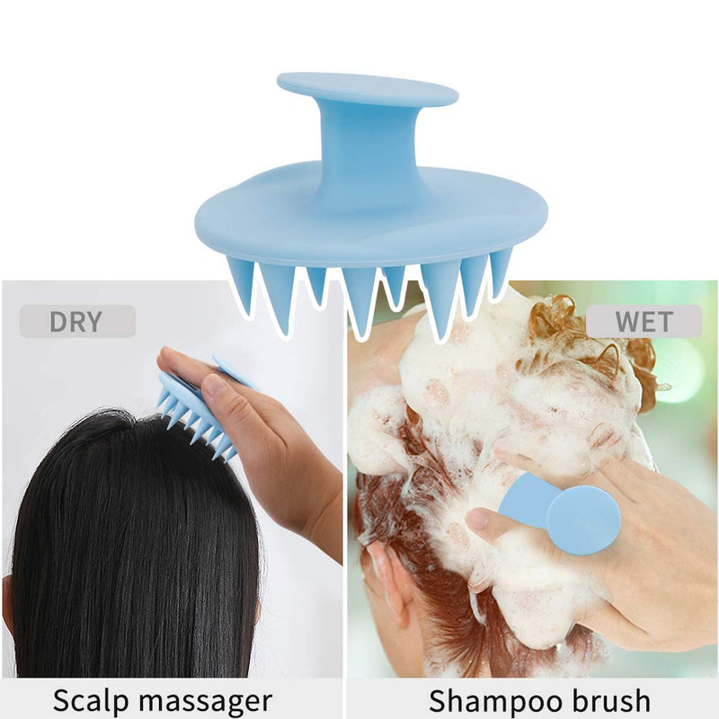 [Australia] - Ithyes Scalp Massager Hair Shampoo Brush with Soft Silicone Bristle, Dandruff Treatment, Head Scrubber Comfortable for All Hair Types of Curly Girls, Women, Men, Pets (Blue) Blue 