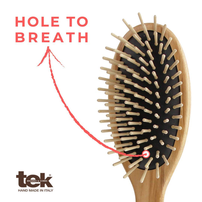 [Australia] - Tek big oval hair brush in ash wood with regular pins - Handmade in Italy 1 Count (Pack of 1) 