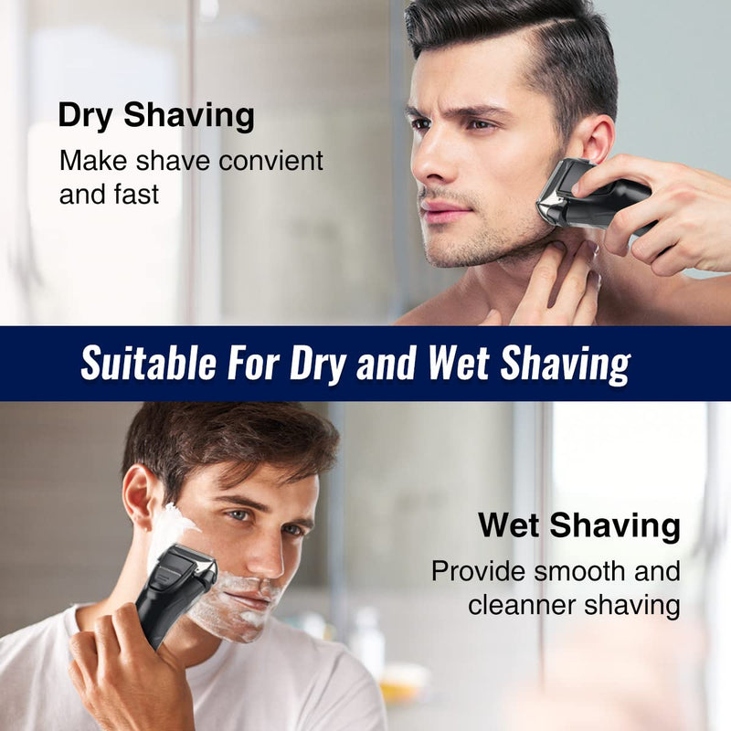 [Australia] - Electric Razor Mens Shaver - Rechargeable Shaver Men's Razor,Cordless Foil Shavers with Pop-up Precision Trimmer,Wet and Dry Waterproof Electric Shavers Men,USB Charge,LED Display,Black by PRITECH 