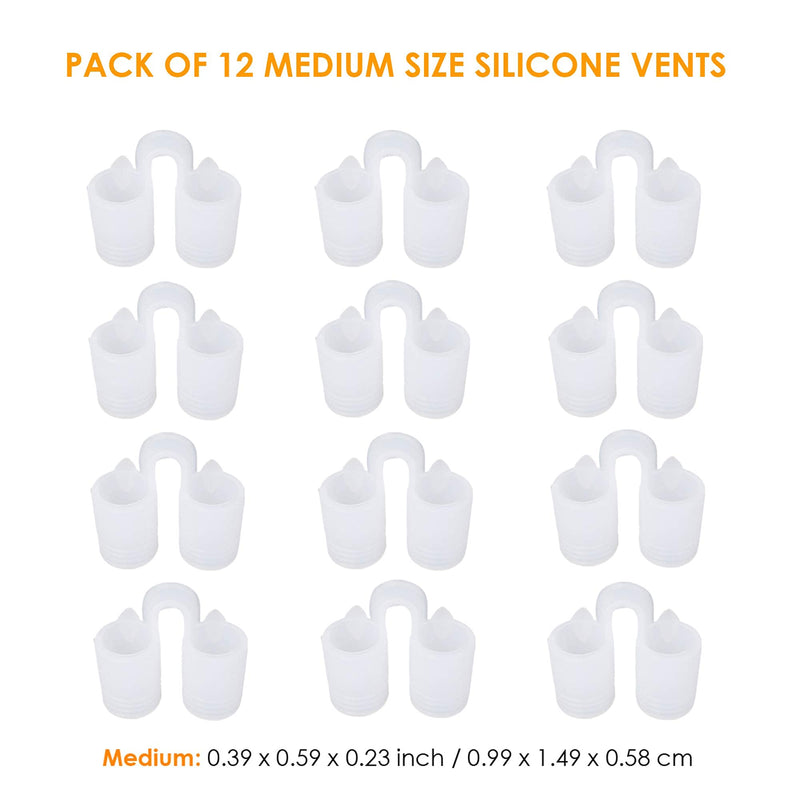 [Australia] - Nose Vent Sinus Relief Dilator (Pack of 12 Medium Size) Soft Silicone Vents - A Simple Solution for Nasal Snorers - Reusable Snoring Device to Enjoy a Peaceful Night's Sleep by Mobi Lock 