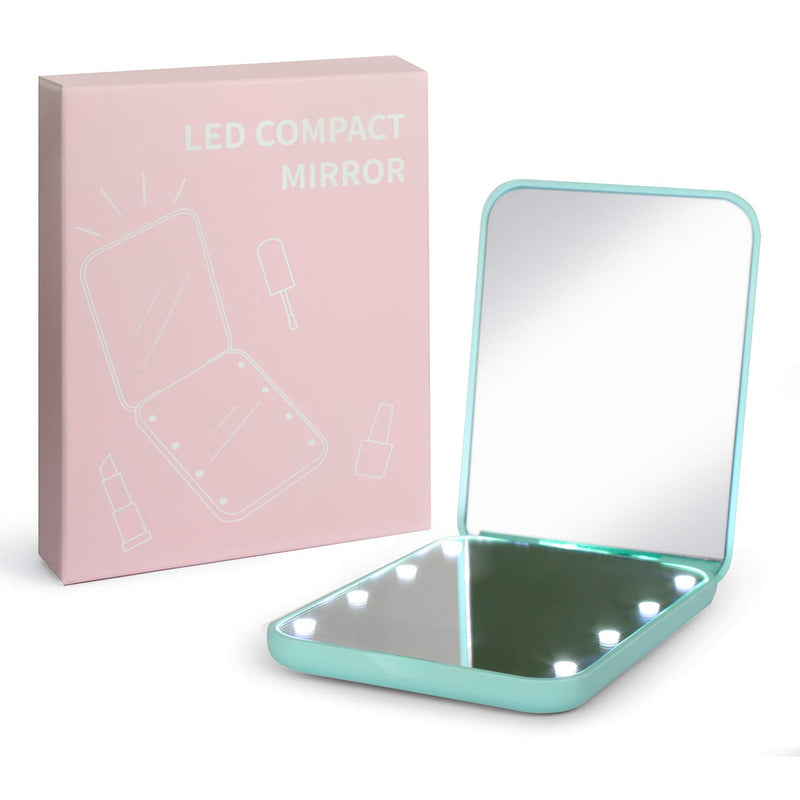 [Australia] - wobsion Compact Mirror, Magnifying Mirror with Light, 1x/3x Handheld 2-Sided Magnetic Switch Fold Mirror,Small Travel Makeup Mirror,Pocket Mirror for Handbag,Purse,Gifts for Girls(Cyan) … Cyan 