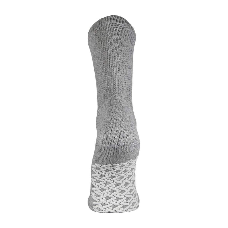 [Australia] - Men's Women Diabetic Loose Top Therapeutic Anti Slip Non Skid Gripper Soft Cotton Full Cushioned Crew Socks Grey - 3 Pair 10-13 