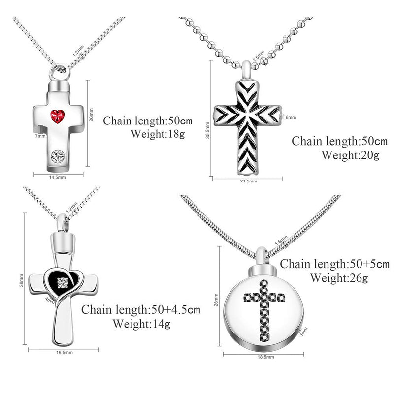 [Australia] - Dlihc Cross Urn Necklaces for Ashes, Keepsake Memorial Urn Pendant Cremation Jewelry for Ashes Black Silver 