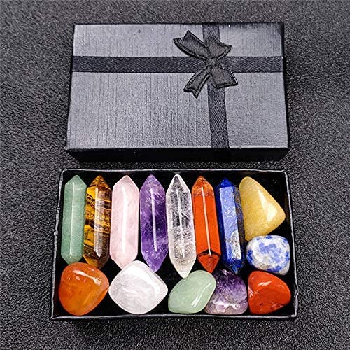[Australia] - Premium Healing Crystals Kit in Gift Box - 7 Chakra Set Tumbled Stones, 7 Chakra Stone Set Meditation Stone Yoga Amulet With Gift Box 