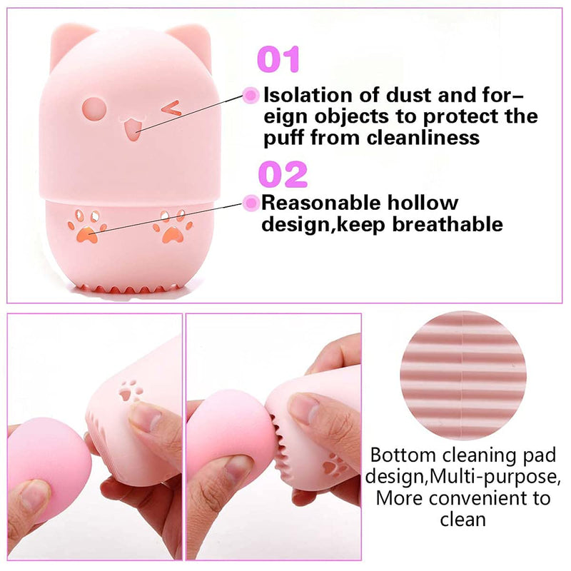 [Australia] - Makeup Sponge Holder, Beauty Sponge Holder + Makeup Blender Travel Case Beauty Sponge Blender Drying Stand & Storage Containers by REISOHR Pink + Gold 