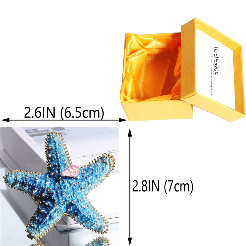 [Australia] - Waltz&F starfish Trinket Box Hinged Hand-painted Figurine Collectible Ring Holder Light Blue 