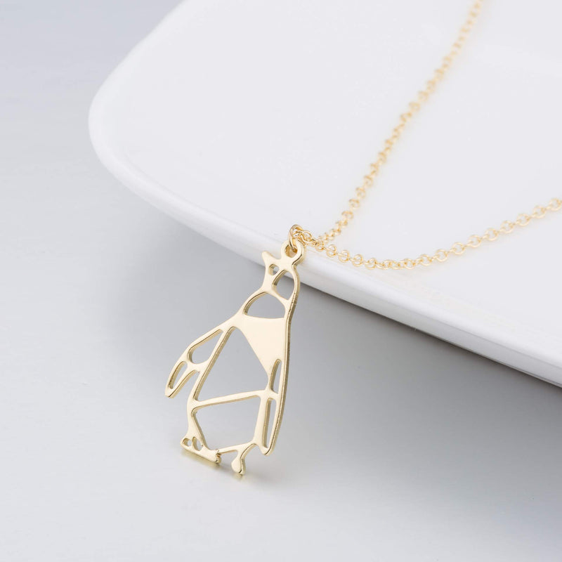 [Australia] - MUYUN Origami Penguin Geometric Necklace Classic Hollow Animal Pendant Jewelry gold 