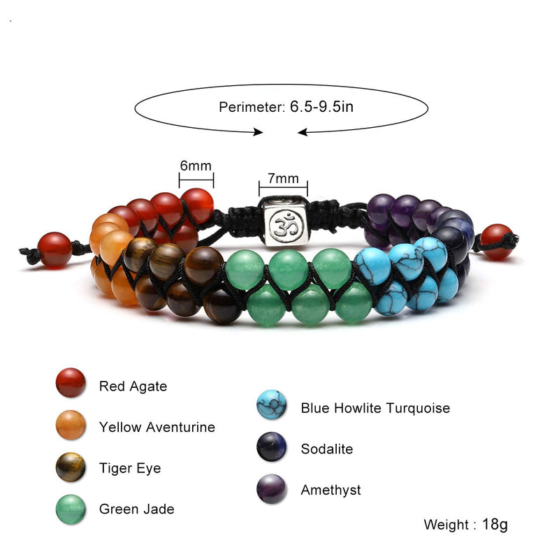[Australia] - JSDDE 7 Chakra Healing Crystals Bracelet Womens Reiki Stone Rope Braided Gemstone Bracelet for Yoga Meditation Anxiety Relief 