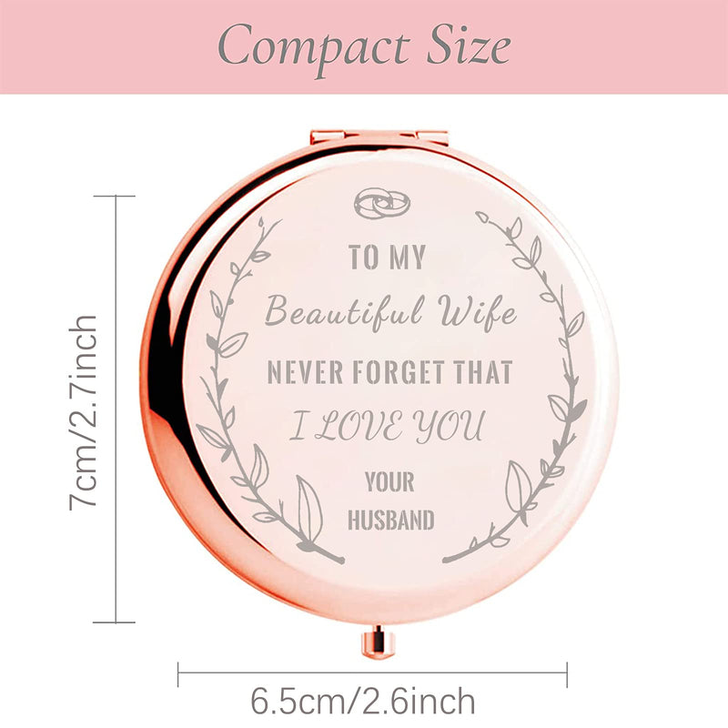 [Australia] - Anniversary for Her - 'to My Wife' Compact Mirror I Wedding for Her I Valentines Day Wife Gifts I Romantic Birthday Gifts for Wife I Wife Birthday Gifts from Husband 