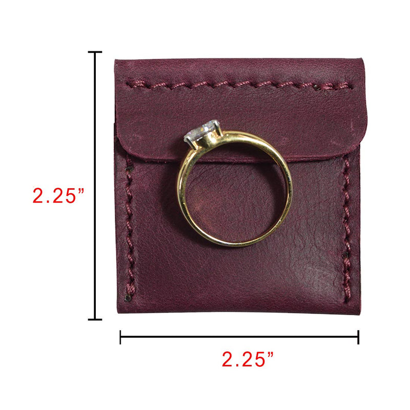 [Australia] - Hide & Drink, Leather Wedding Ring Case, Slim Engagement Pouch, Marriage, Cute Gifts, Handmade - Sangria 