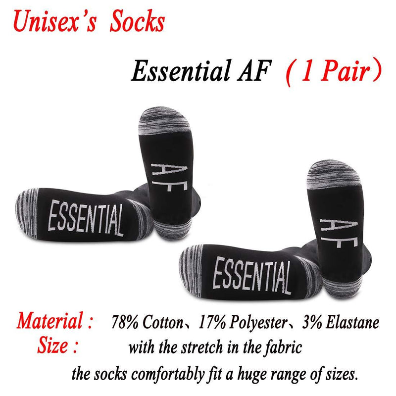 [Australia] - PYOUL 2 Pairs Essential AF Socks Essential Socks Gift for Essential Worker/Nurse 