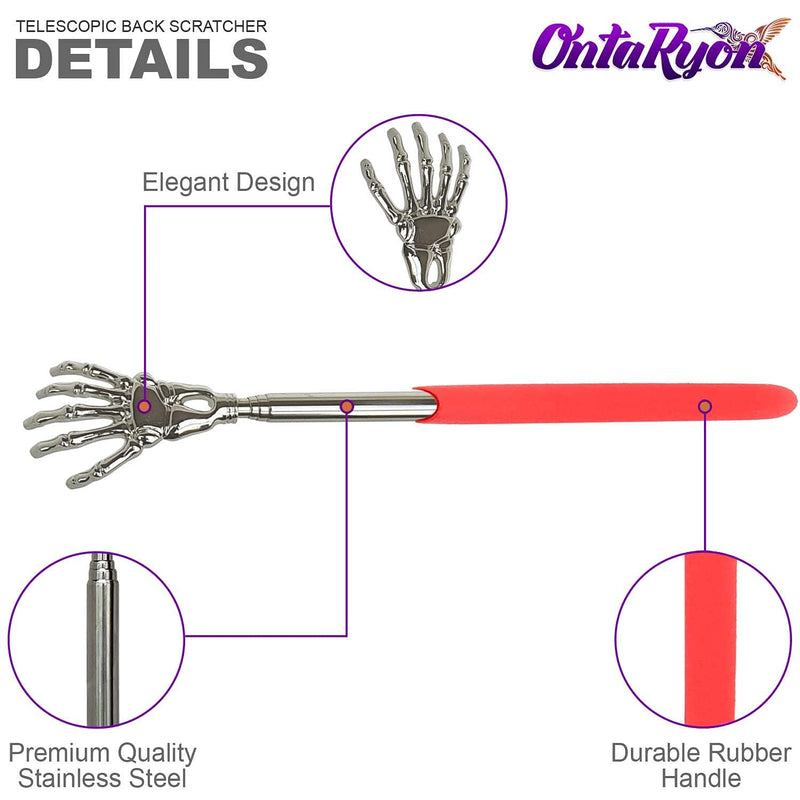 [Australia] - OntaRyon Telescopic Back Scratcher | Novelty Gifts for Men & Women | Portable Handheld Massage Stick | Small Stocking Fillers for Adults | Unusual & Funny Massager (Red) Red 