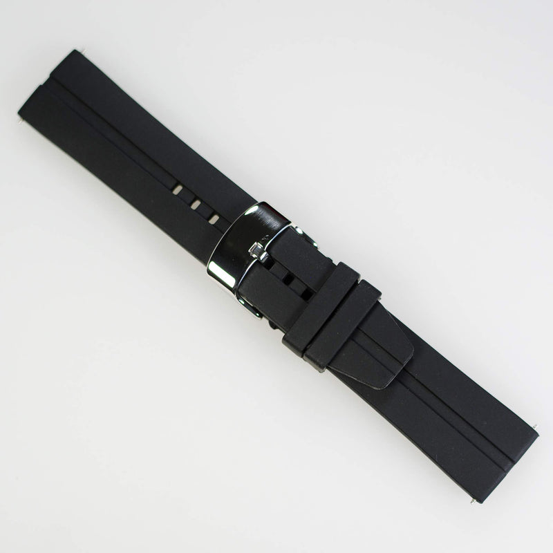 [Australia] - Pantor Watch Bands - Soft Silicone watch straps and Stainless Steel Interchangeable Watch Band Straps,Choose Color & Width -24mm,22mm,20mm,18mm Silky Soft Rubber Watch Bands black 24mm 