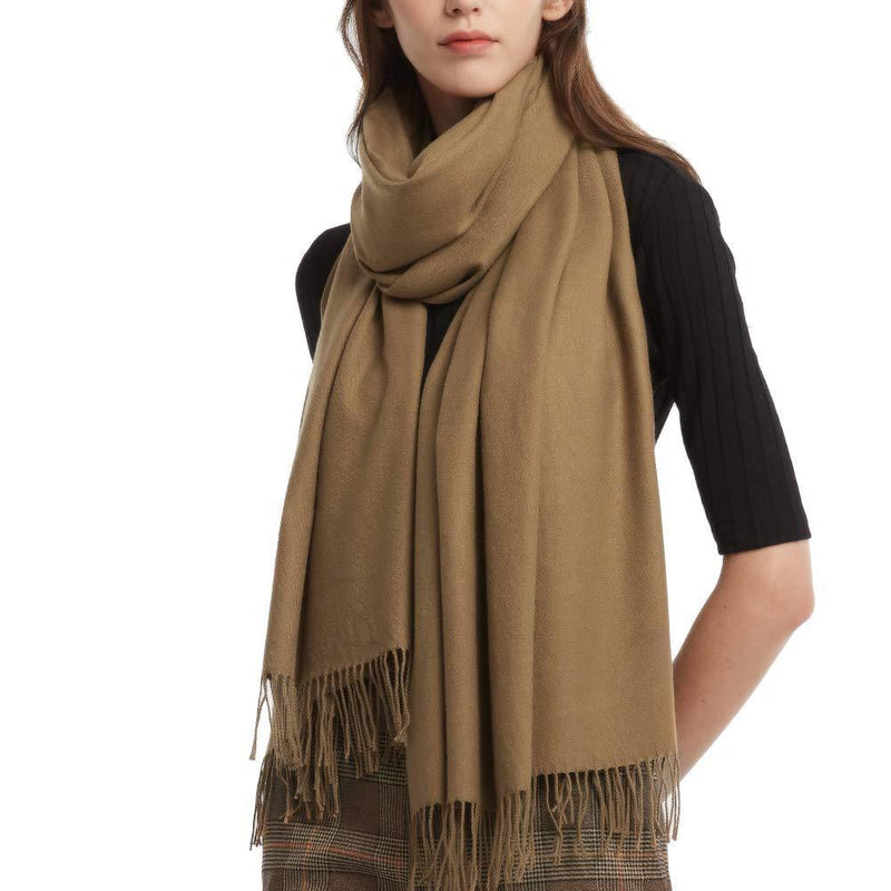 [Australia] - FURTALK Womens Cashmere Scarf Pashmina Shawl Wraps 78"x28" Extra Large Cashmere Scarves for Winter Light Brown One Size 