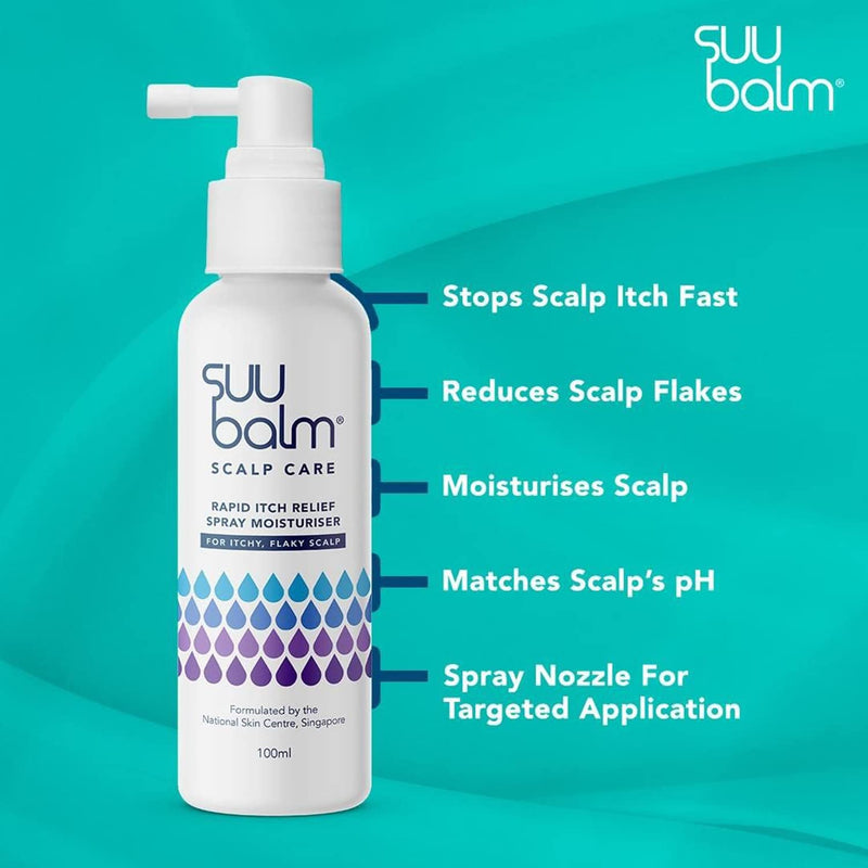 [Australia] - Suu Balm - Scalp Care Rapid Itch Relief Spray Moisturiser - Dry, Itchy, Flaky Scalp Treatment (100ml) 