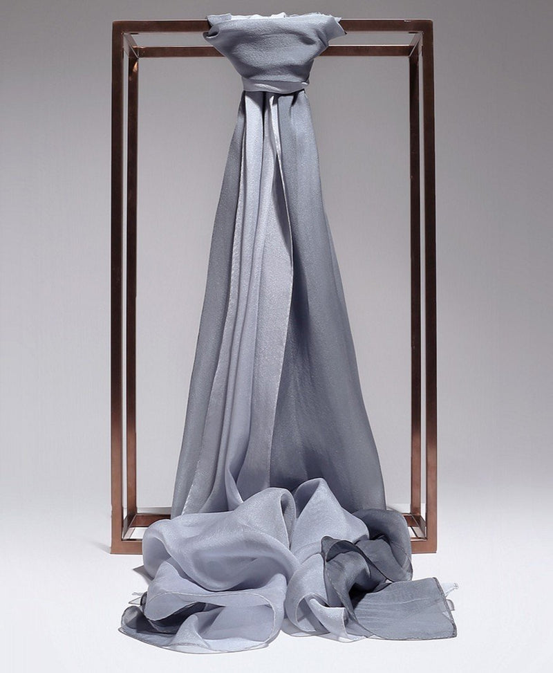 [Australia] - Prettystern - dip-dye Fade colours 180cm x 70cm 100% Silk Women's Scarf 180 cm X 110 cm 1 Gray / Silver 