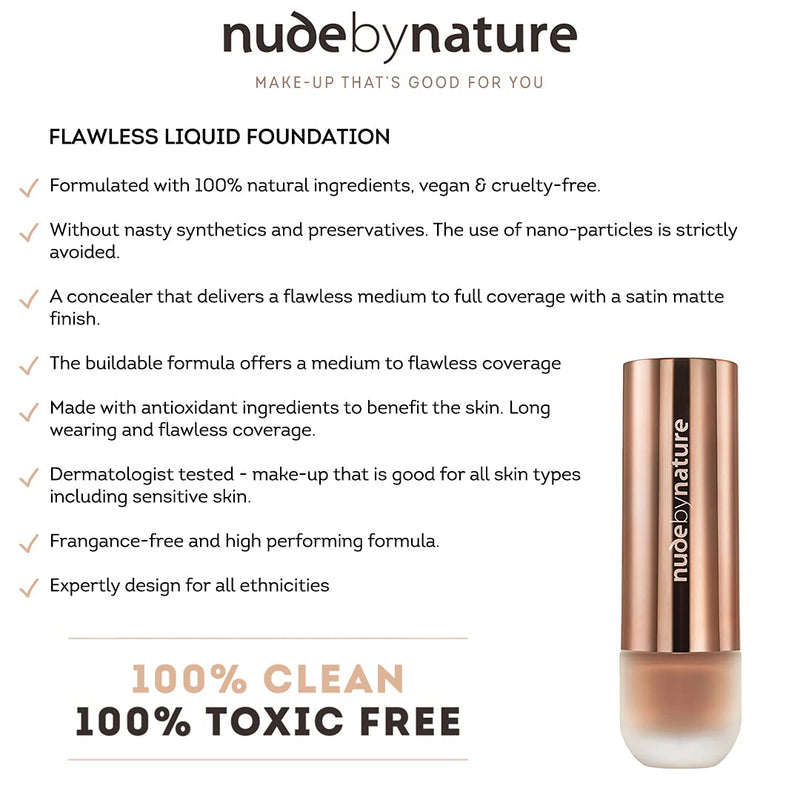 [Australia] - Nude by Nature Flawless Liquid Foundation, dermatologist tested, suitable for sensitive skin, N3 Almond 