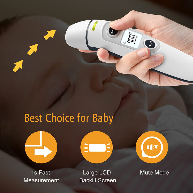 [Australia] - Forehead and Ear Thermometer for Adults, Kids and Baby, Digital Infrared Temporal Thermometer with Fever Alarm and Memory Function, 1s Instant Accurate Reading (Dark Blue) Dark Blue 