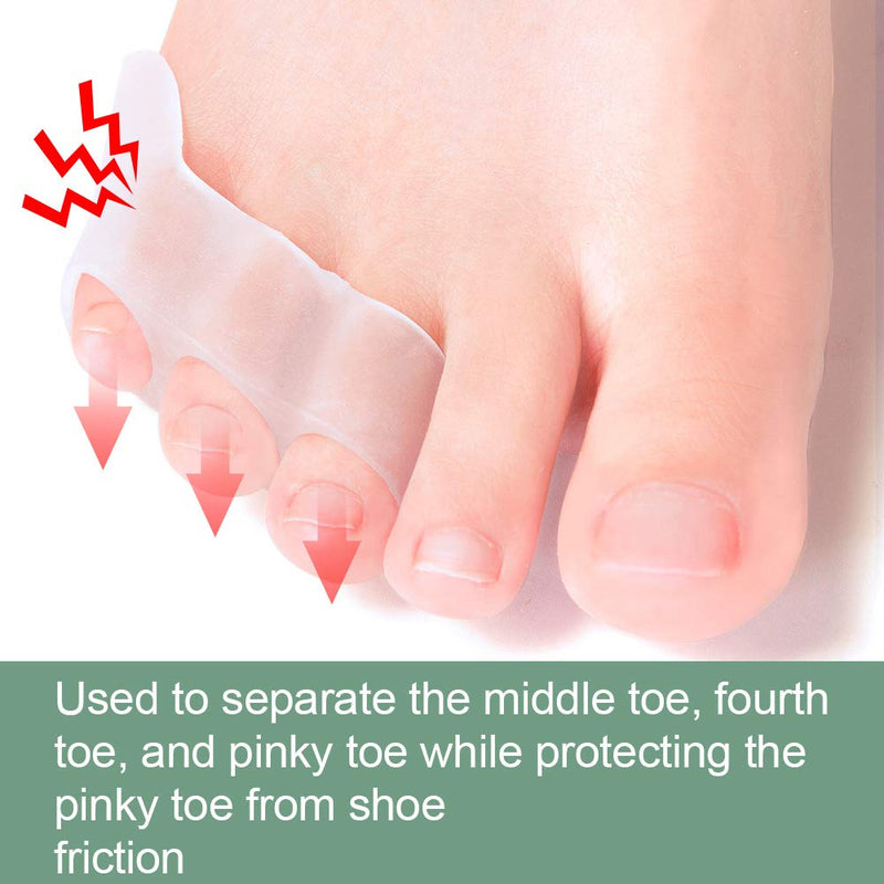 [Australia] - Welnove 8Pcs Gel Pinky Toe Separator, Three-Holes Gel Toe Separators for Curled Pinky Toes, Overlapping Toe, Blisters, Pain Relief from Friction 