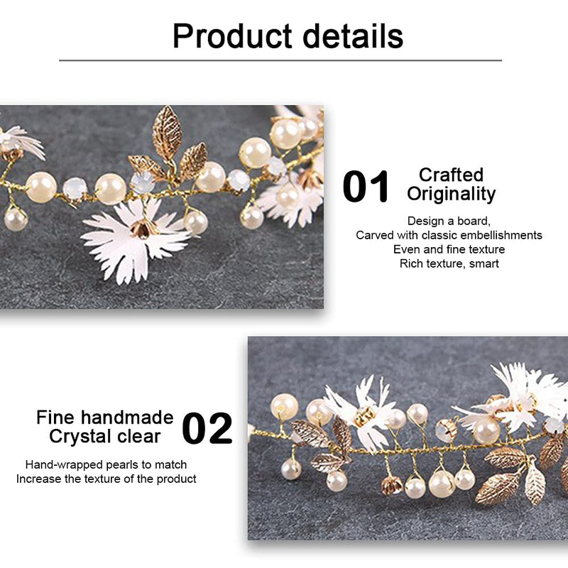 [Australia] - Yisika Wedding Hair Accessories,Garland Hair Accessories,Rhinestone Flower Headband Suitable for Weddings, Dance Parties, Homecoming, Garden Receptions, Anniversaries, Formal Parties(White) 