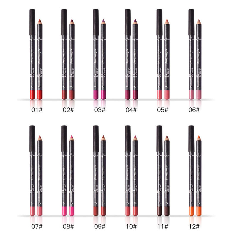 [Australia] - 12 Colors Lip Liner Set, High Pigmented Long Lasting Waterproof Matte Smooth and Creamy Make Up Lip Liners 12X 