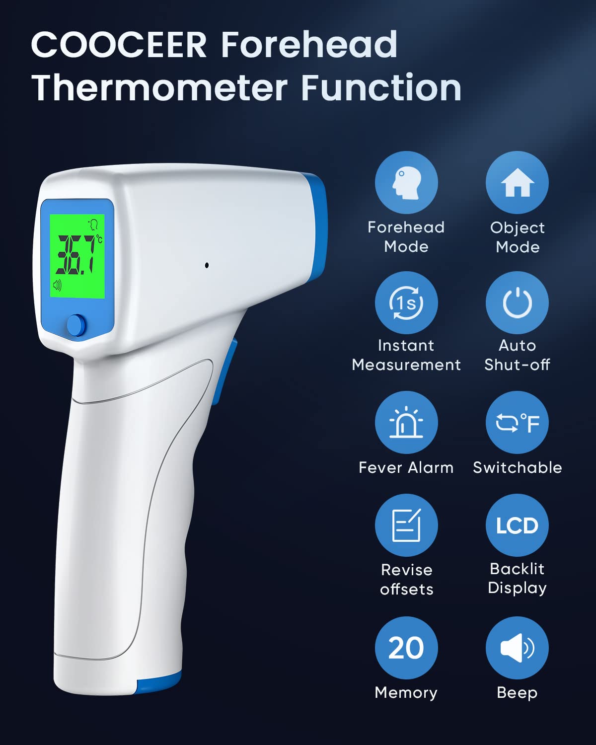 Forehead and Ear Baby Thermometer for Adults: COOCEER Fast Accurate  Contactless Temperature Reading - Easy Fever Thermometer for Family Kids  Infants Children Toddler