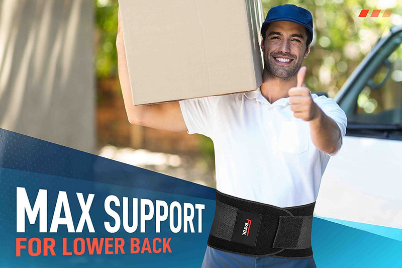 [Australia] - FEATOL Back Brace for Lower Back Pain, Back Support Belt for Women & Men, Breathable Lower Back Brace with Lumbar Pad, Lower Back Pain Relief for Herniated Disc, Sciatica, Large Size/ X Large Size (Waist :30''-38.6'') Large/X-Large (Pack of 1) Black 