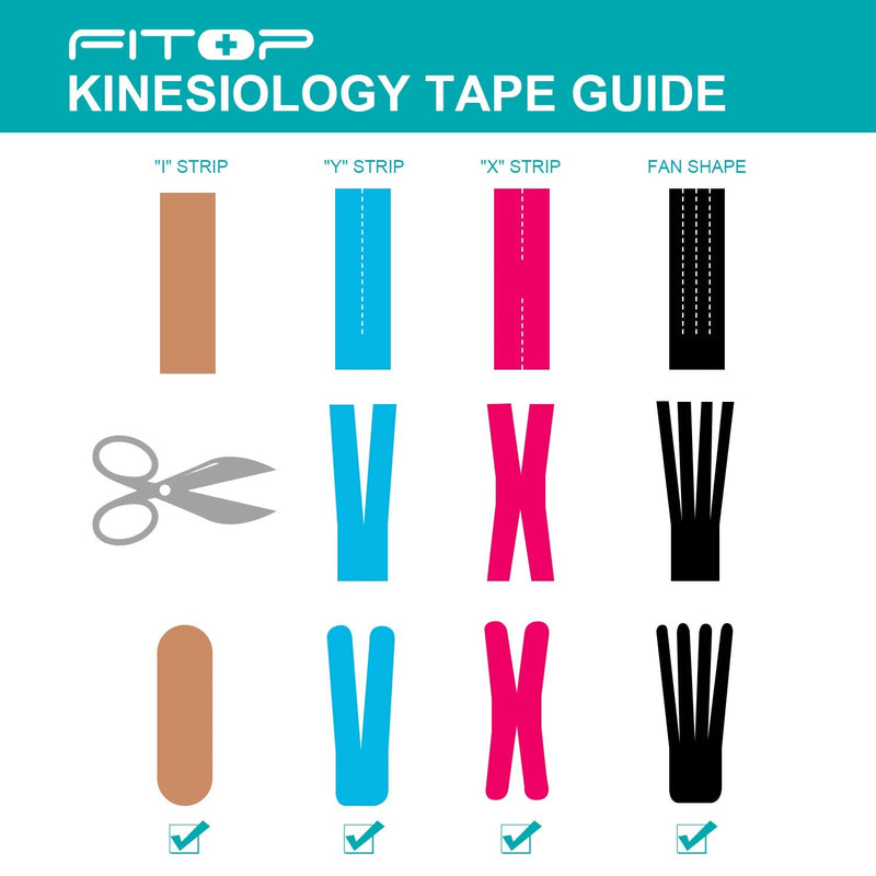[Australia] - FITOP Uncut Kinesiology Tape 4 Sports Tape (Pink, Blue, Black, Beige) 