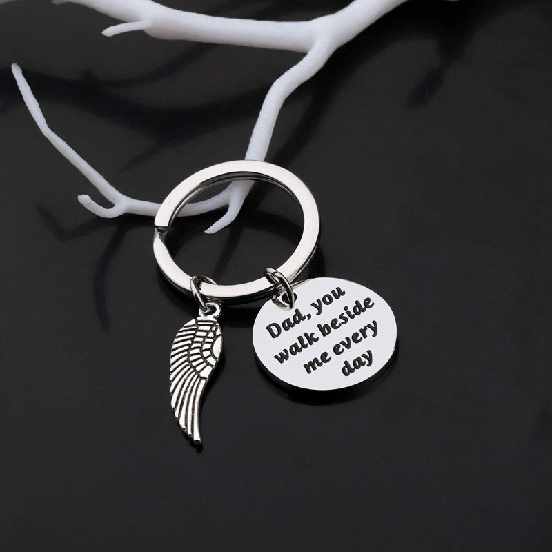 [Australia] - Gzrlyf Dad You Walk Beside Me Every Day Keychain Memorial Gifts for Loss of Father Mother Remembrance Gifts Dad Memorial 