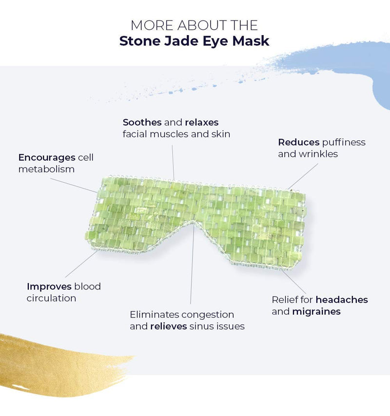 [Australia] - Jade Eye Mask For Hot and Cold Anti Aging Therapy - Eliminate Wrinkles, Puffiness, and Irritation - Headache and Migraine Relief Mask - 100% Jade Stone Lined w/Beads 