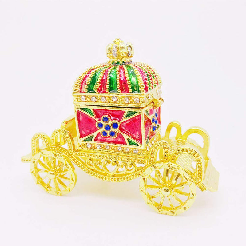 [Australia] - Gishima Decorative Royal Carriage Figurine Trinket Box Hand-Painted Enameled Collectible Hinged Trinket Jewelry Box 