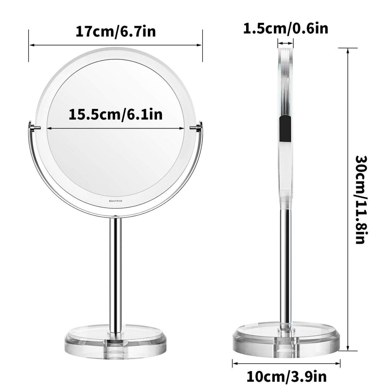 [Australia] - Makeup Mirror, Beautifive Double Sided Vanity Mirror with 1x/7x, Tabletop Magnifying Mirror, Swivel Round Mirror with 360°Rotation, Retro Style Bathroom Mirror 
