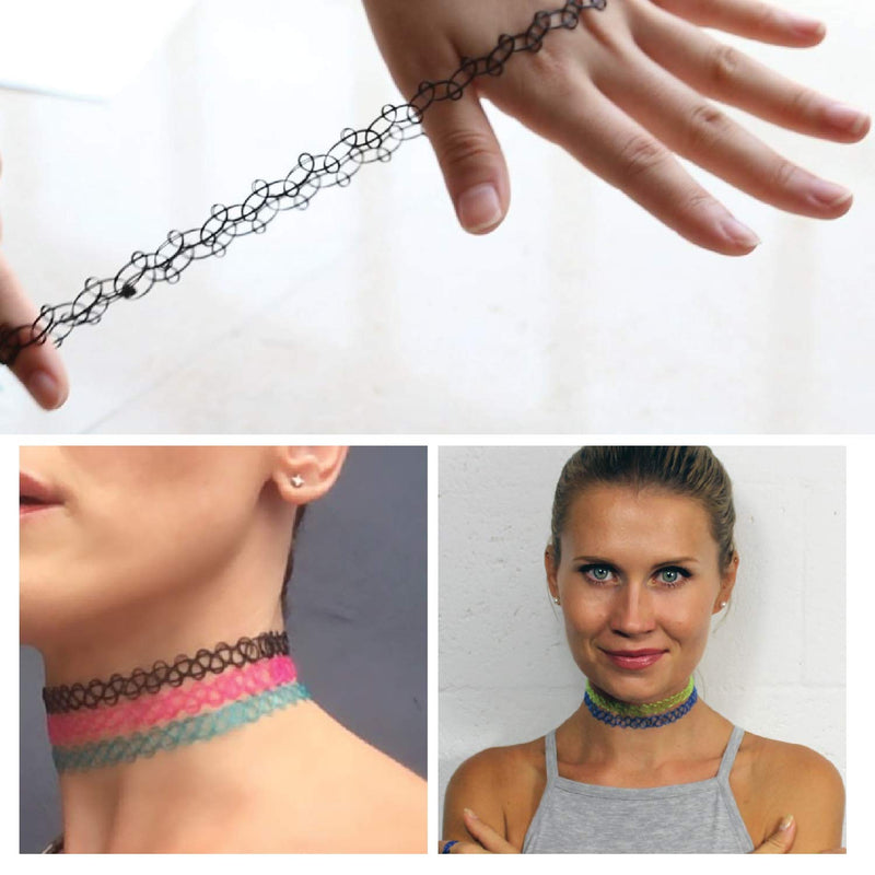 [Australia] - BodyJ4You 24PC Choker Necklace Set Henna Tattoo Stretch Elastic Jewelry Women Girl Gift Pack Multicolor 