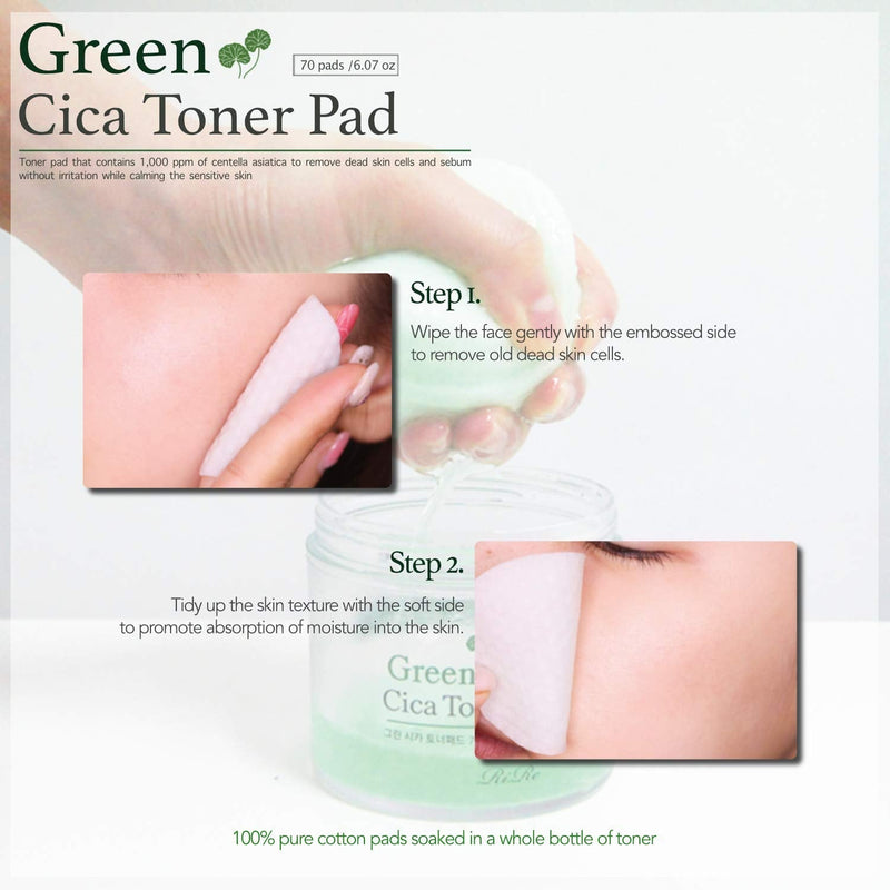 [Australia] - RiRe Green Cica Toner Pad 70ea, 150ml / 5.07oz 