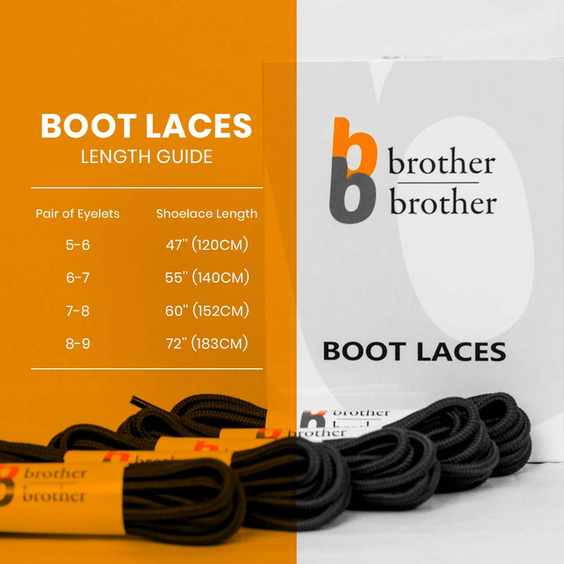 [Australia] - BB BROTHER BROTHER Boot Laces (5 Pairs) of Heavy Duty and Durable Round Shoelaces for Work, Hiking and Walking Boots 47'' Inches (120CM) Black 