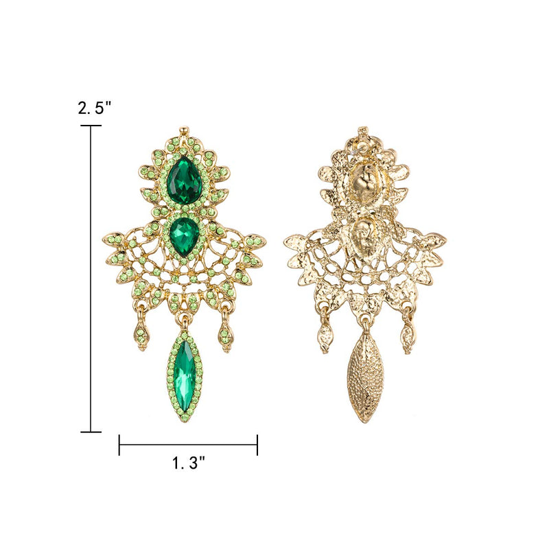[Australia] - EleQueen Women's Bridal Austrian Crystal Art Deco Teardrop Chandelier Dangle Earrings Emerald Color 